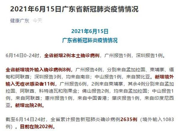 广东昨日新增2例本土确诊广州1例深圳1例