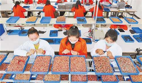 在阿克陶县丝路佳苑安置点扶贫车间,牧民变身产业工人.