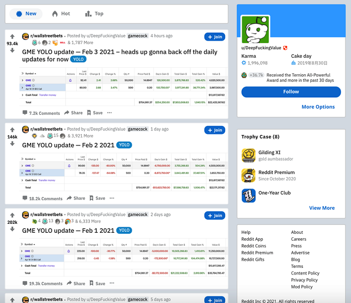 新闻网站红迪网上,有一个分论坛叫做wsb,英文全称是wallstreetbets,也