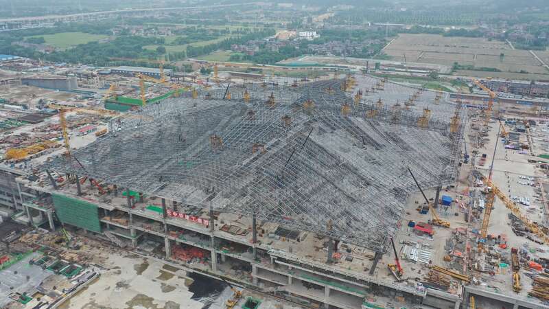 杭州西站提前一个月升顶万吨 钢帽子 新闻频道 中国青年网