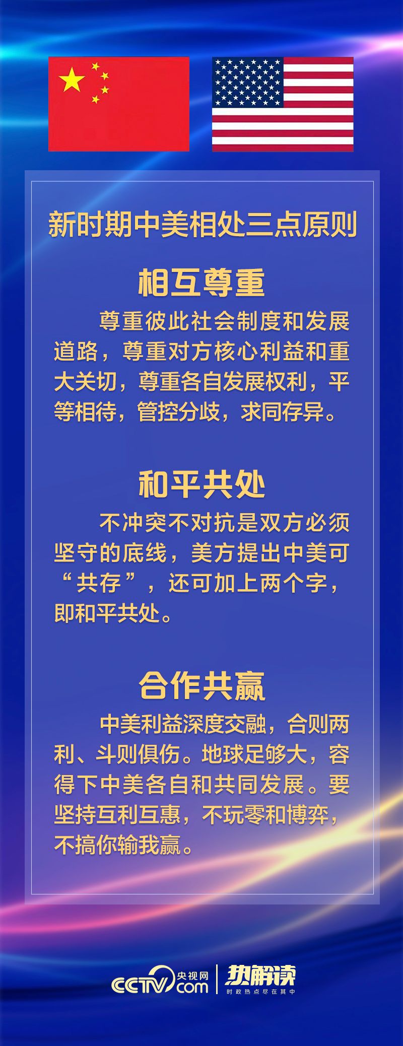 习近平主席用12个字指明原则,即相互尊重,和平共处,合作共赢