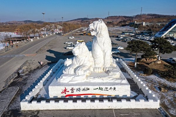 瀋陽巨型生龍活虎雪雕成冬季網紅打卡地