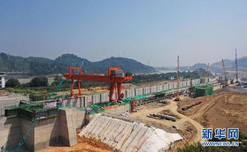 正在建设的西津水利枢纽二线船闸工程。