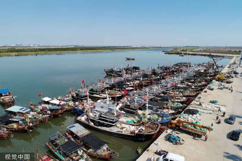 2023年8月30日,山东东营经济技术开发区的广利渔港码头上一片繁忙景象