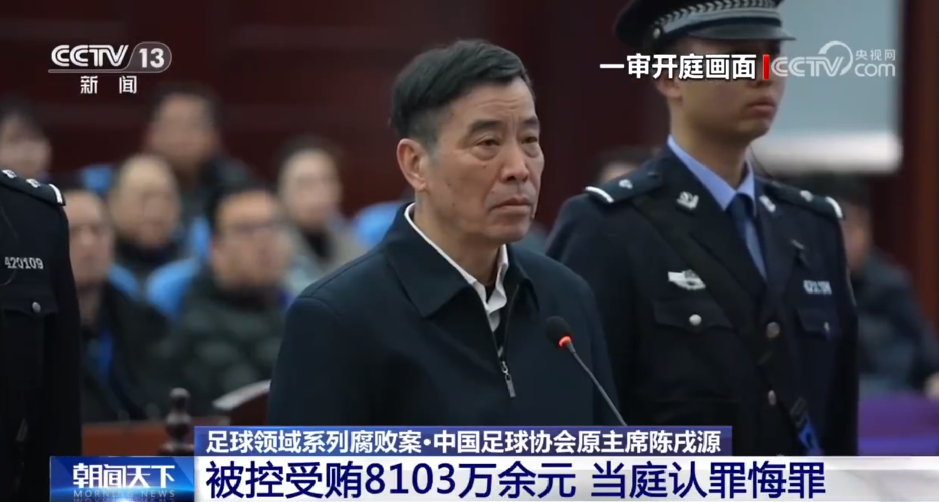 中国足协原主席陈戌源一审被判无期