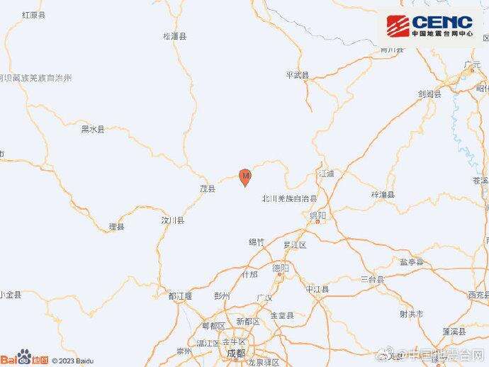 四川阿坝州茂县发生33级地震 震源深度18千米