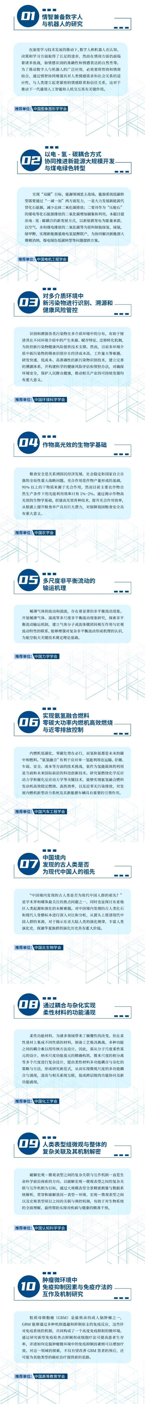 中国科协发布十大前沿科学问题、工程技术难题